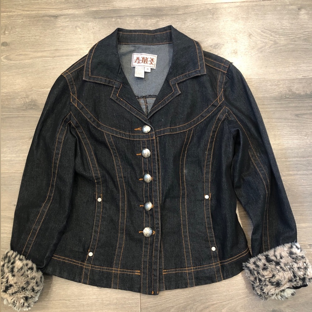 Fitted Jean Jacked Faux Fur Cuff Medium‎ AMX Vintage (b23)
